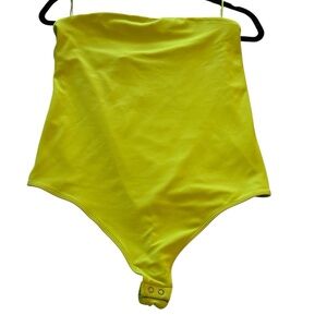 NWT EXPRESS Bright green halter Bodysuit women’s size L snap crotch body contour